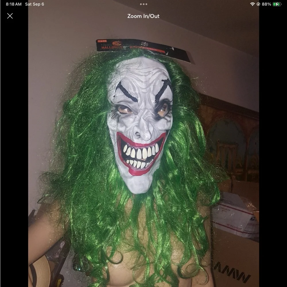 Clown Mask with Hair Costume Party Cosplay Jokester Clown NWOT Costume Mask